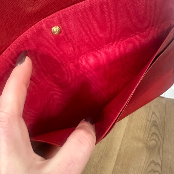 Designer CC Vintage Lambskin Double Flap Timeless Wallet Clutch Red - Picture 9 of 10